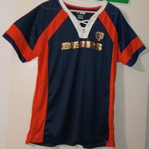VGUC ~ CHICAGO BEARS Officially Licensed Navy Lace Up Fan Shirt (Size: XXL)